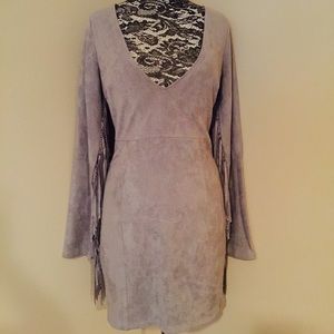 NWOT LuLu's Grey Suede Dress
