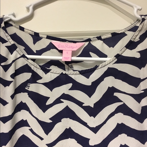 Lilly Silk Elsa Top Navy White Stripes - Picture 2 of 3