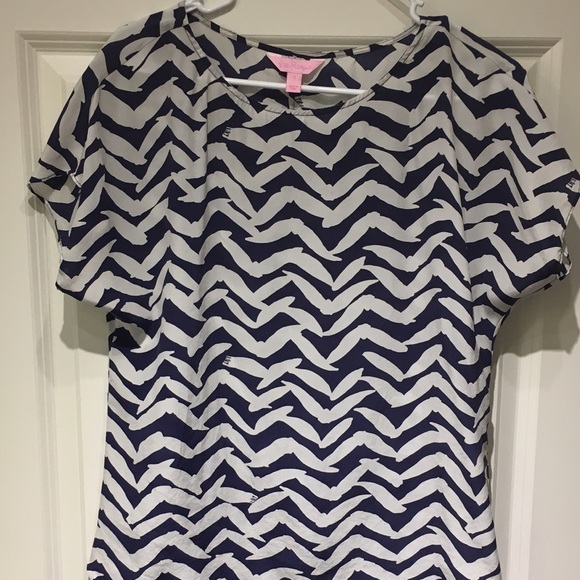 Lilly Silk Elsa Top Navy White Stripes - Picture 3 of 3