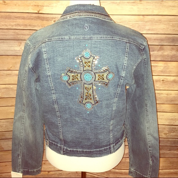 denim jacket with swarovski crystals