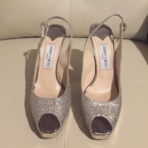 Jimmy Choo Nova Glitter platform Slingback