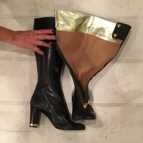 LEATHER BLACK KNEE HIGH BOOTS👢 - Picture 3 of 4