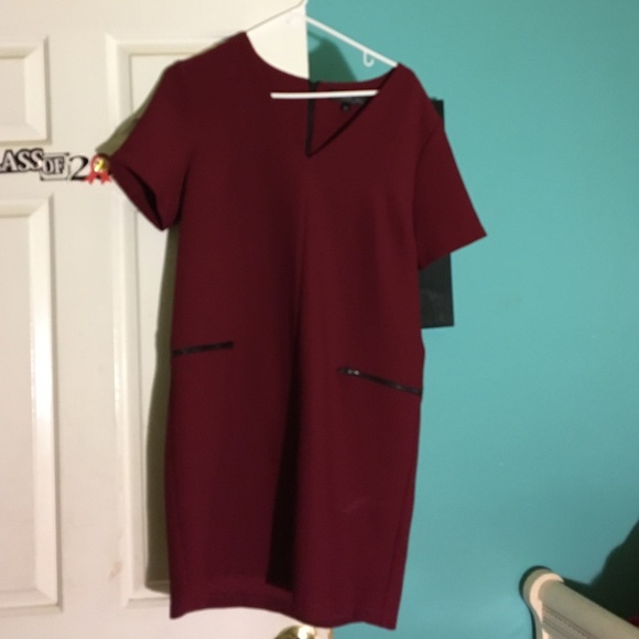 Topshop Burgundy Shift Dress