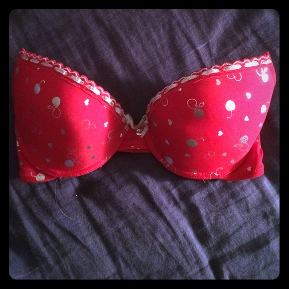 34C red cherry push up bra