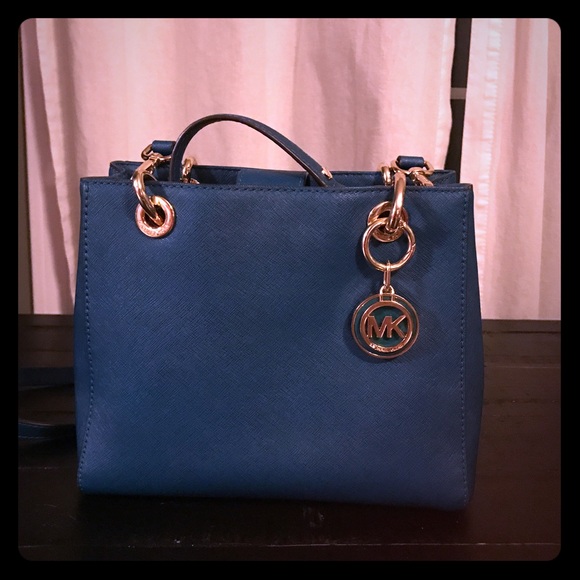 Michael Kors Cynthia deep teal medium handbag
