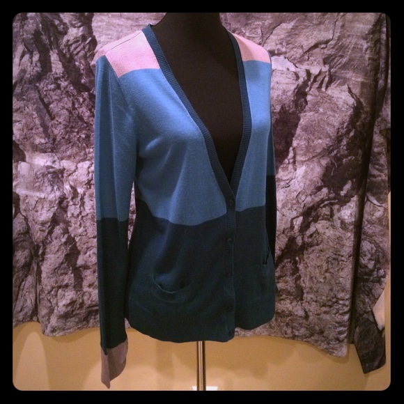 Halogen Sweaters - Like New Color Block Halogen Cardigan
