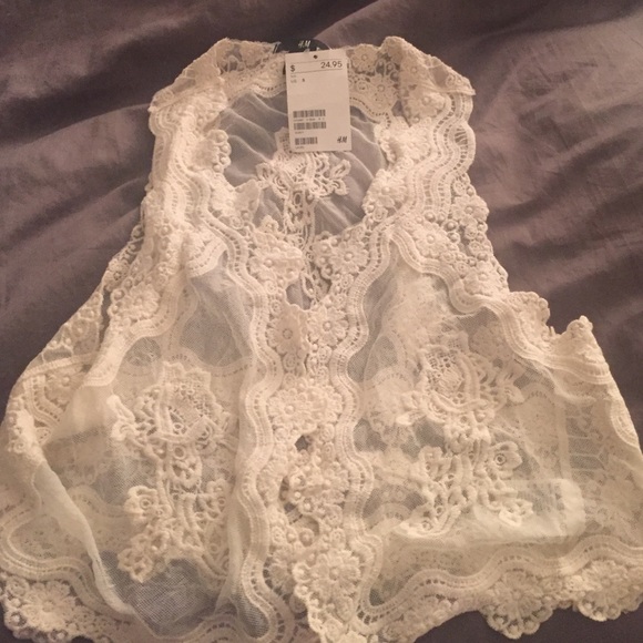 NWT h&m lace vest ivory small