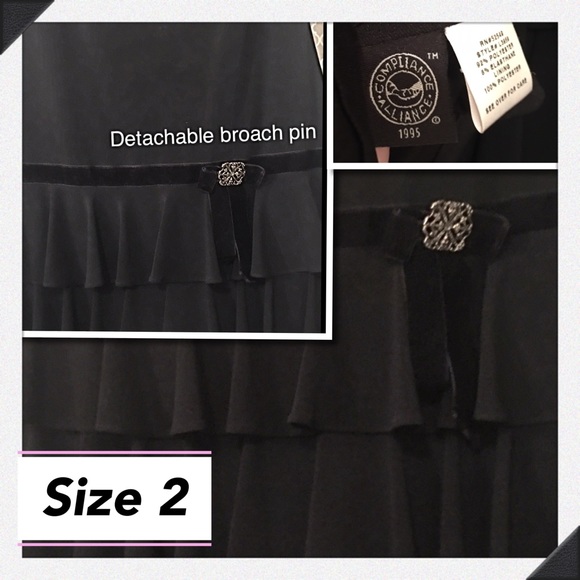 LAUNDRY by Shelli Segal black ruffle drop waist dress/size  2 - Picture 2 of 3
