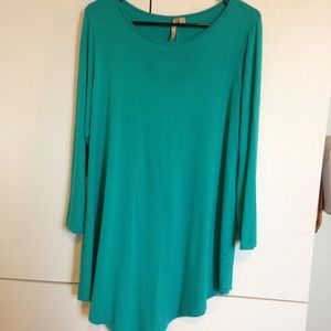 Asymmetrical Turquoise Tunic, 3/4 sleeve
