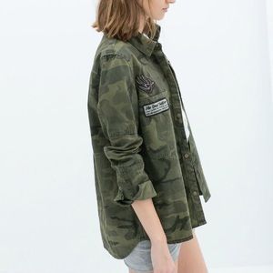 Green Military Camo Embroidered Jacket