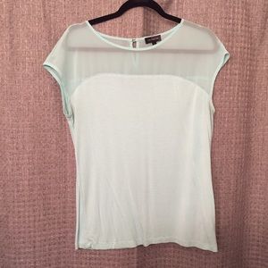 Cap sleeve sheer neckline top