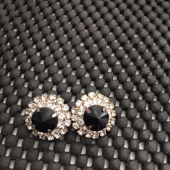 Formal Black and crystal stud earrings