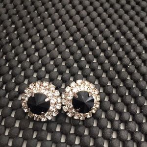 Formal Black and crystal stud earrings
