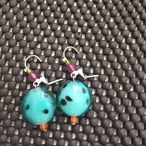 Blue dangling earring