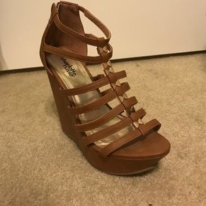 Size 7 brown wedges, never worn, Charlotte Russe