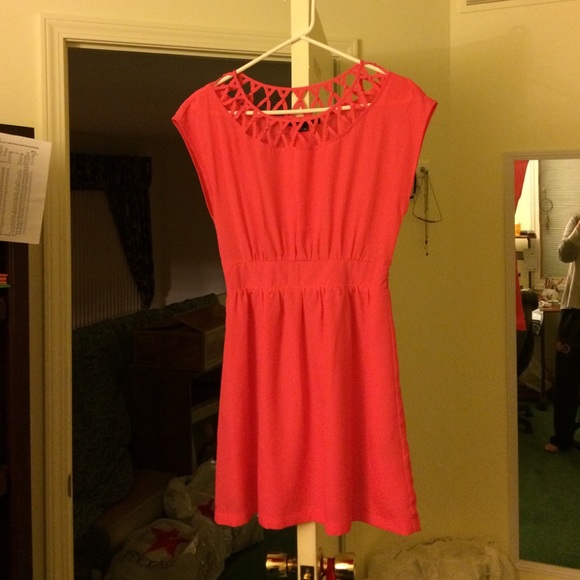 Pink Lattice Cut-Out Dress