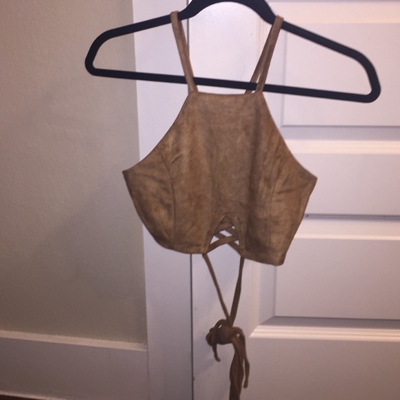 Tan suede crop top