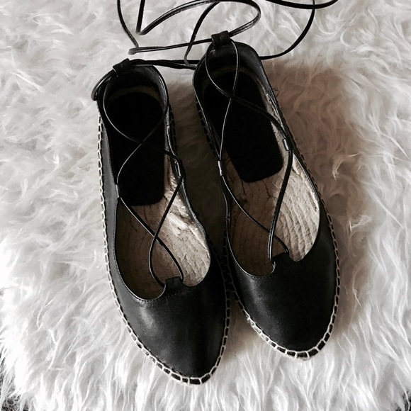 Zara leather Lace-up Espadrilles