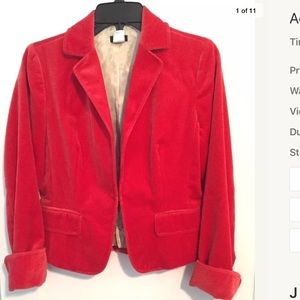 JCrew Red Velvet Jacket