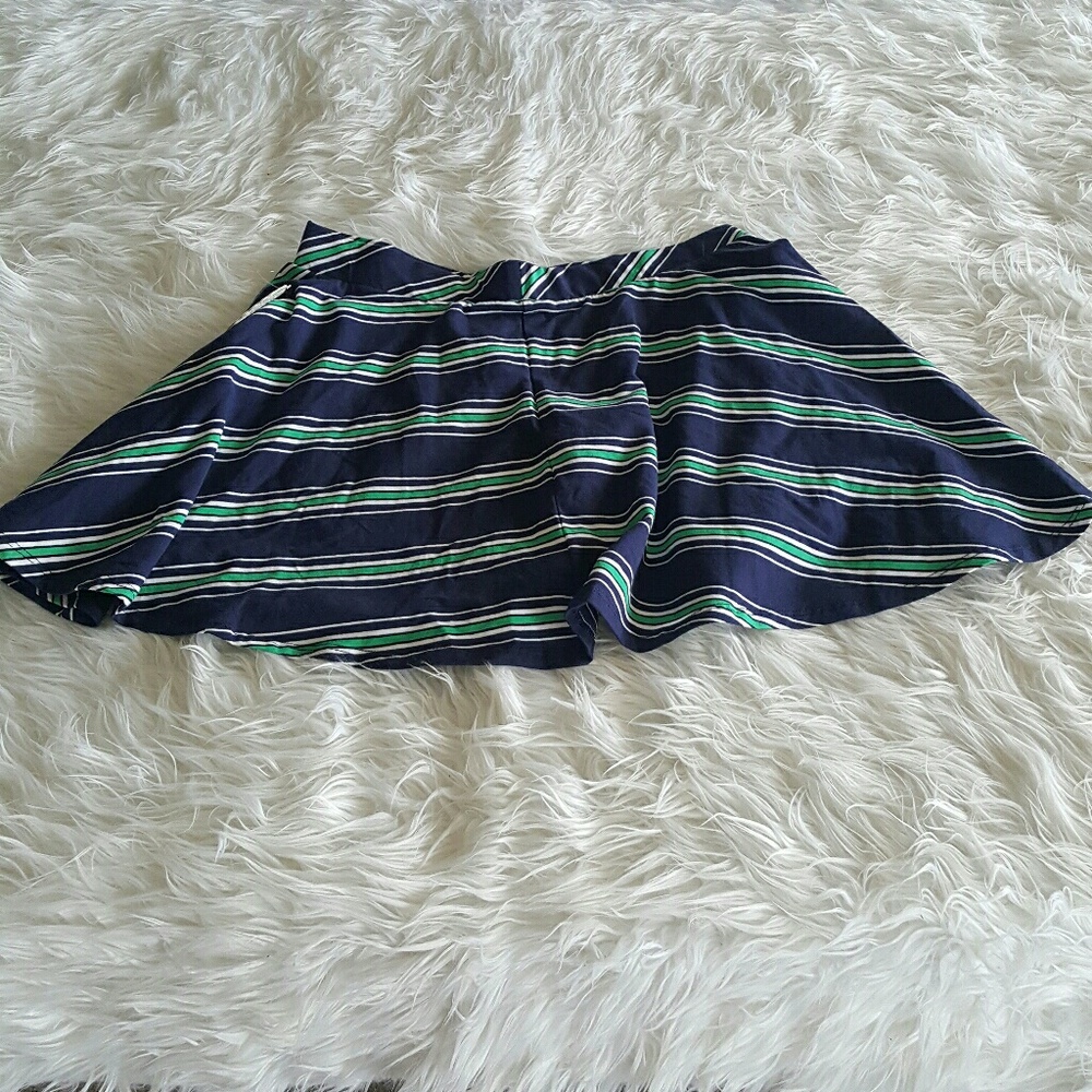 Navy, Green, and White Skater Skirt