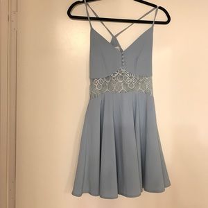 Light blue mini mesh middle dress