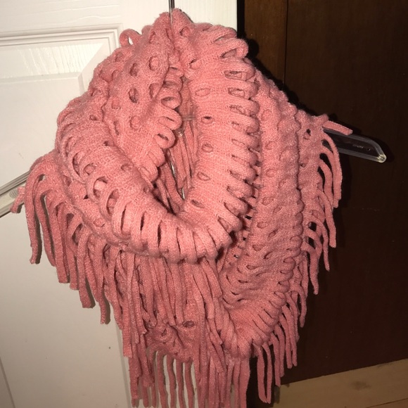 Dusty Rose open weave infinity scarf