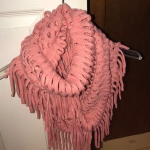 Dusty Rose open weave infinity scarf
