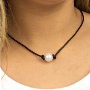 3 Pearl necklace/choker black, white, & brown