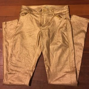 Gold skinny pants