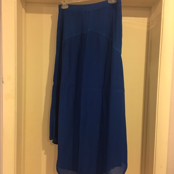 Anthropologie bright blue high low skirt