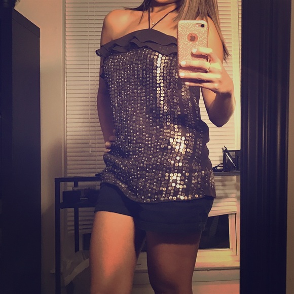 Brown halter sequin top