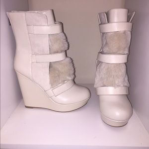 Juicy Couture White Fur Boots