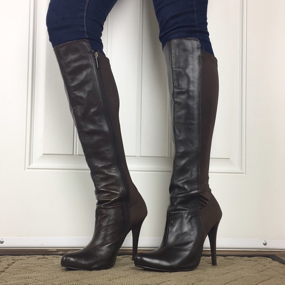 Colin Stuart Knee High Leather Heeled Tall Boots