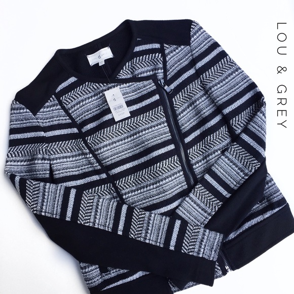 Lou & Grey Jackets & Blazers - • lou & grey black & white print knit jacket •