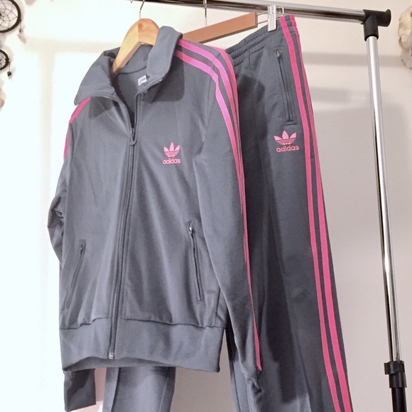 adidas grey pink tracksuit