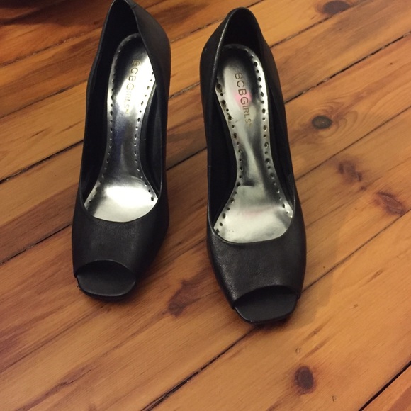 Black open toe heels