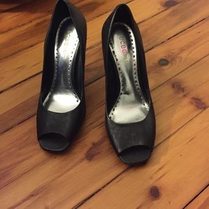 Black open toe heels