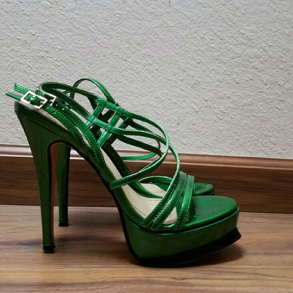 Green platform sandals