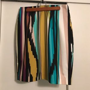 Multi-Color Abstract Print Pencil Skirt