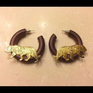 Wooden & Metal Tiger Earrings