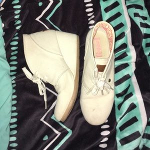 White Lace-Up Wedges