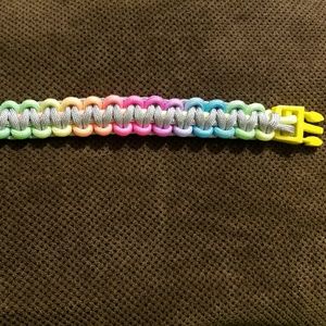 Rainbow/silver paracord bracelet