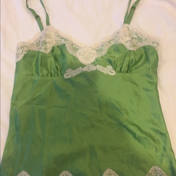 Express Green Silk Tank Top w/ Lace