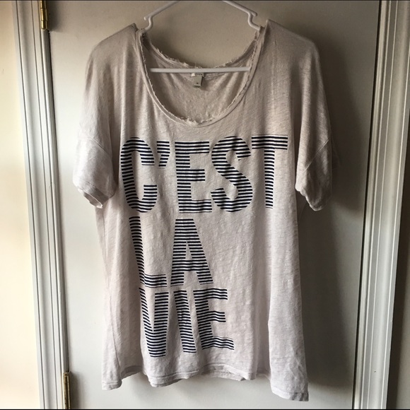 J. Crew linen graphic tee M
