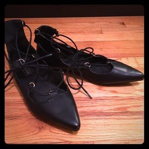 Topshop black lace up flats