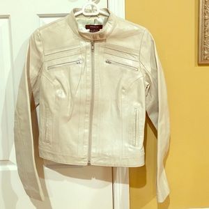 Arden B beige leather jacket