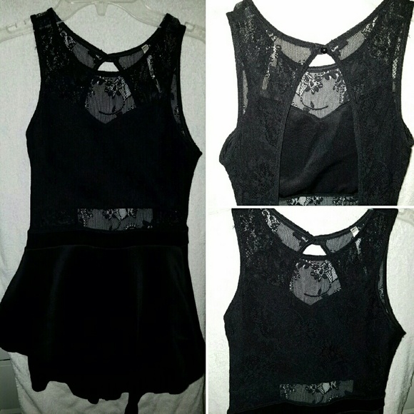 Like new cute black lace skort romper