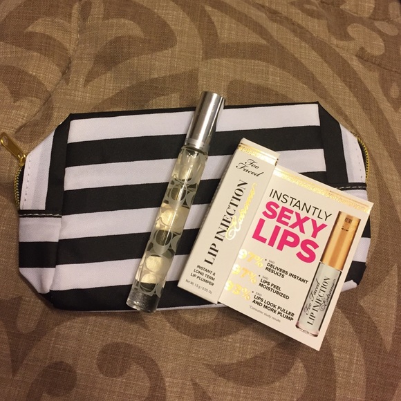 TooFaced Lip Plump + Coach perfume + Sephora bag