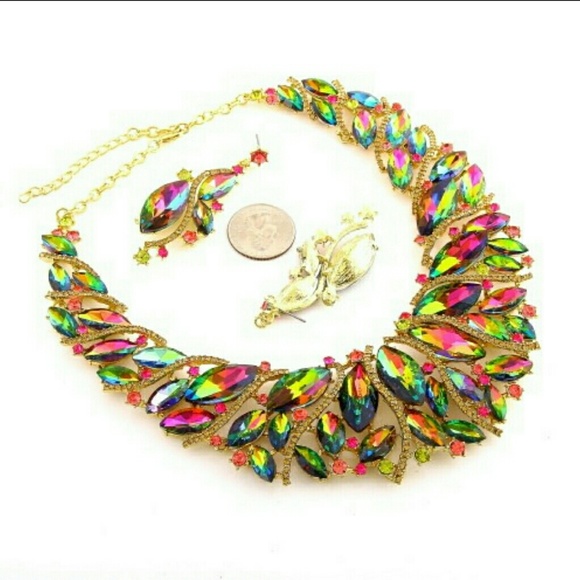 Colorful Rhinestone Necklace Set - Picture 2 of 4