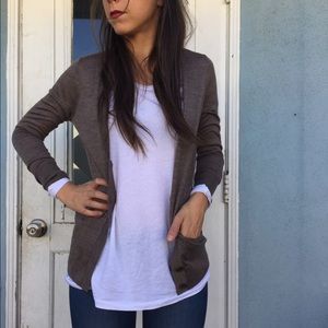 Brown knitted long cardigan by LOFT